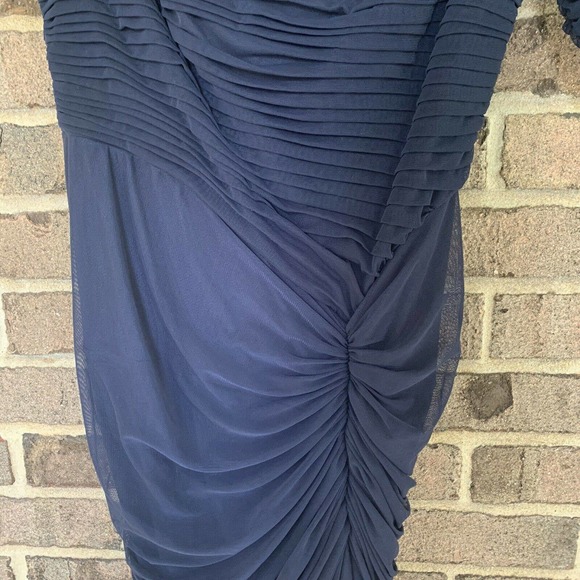 Tadashi Shoji Dress Mesh Indigo Size PS draped - Picture 4 of 7
